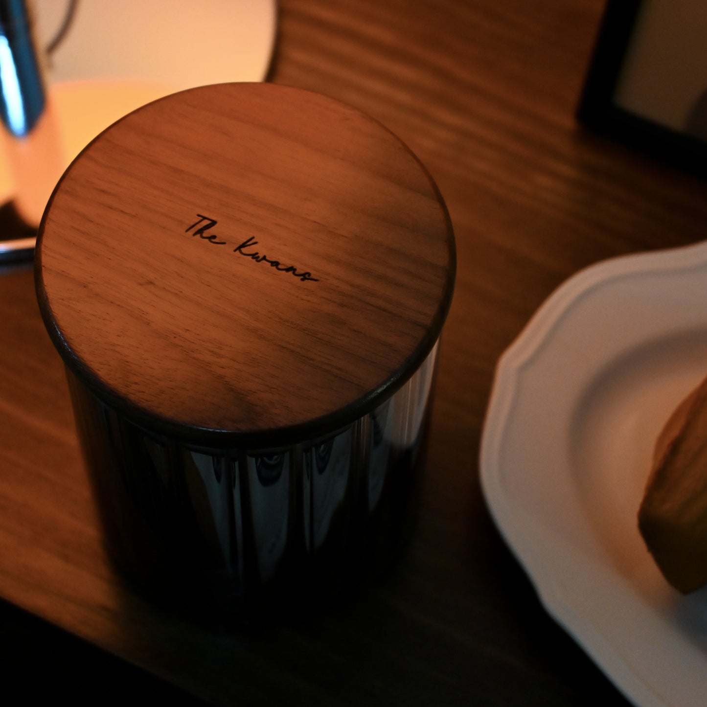 Personalised Walnut Cover Storage Fluted Jar Singapore