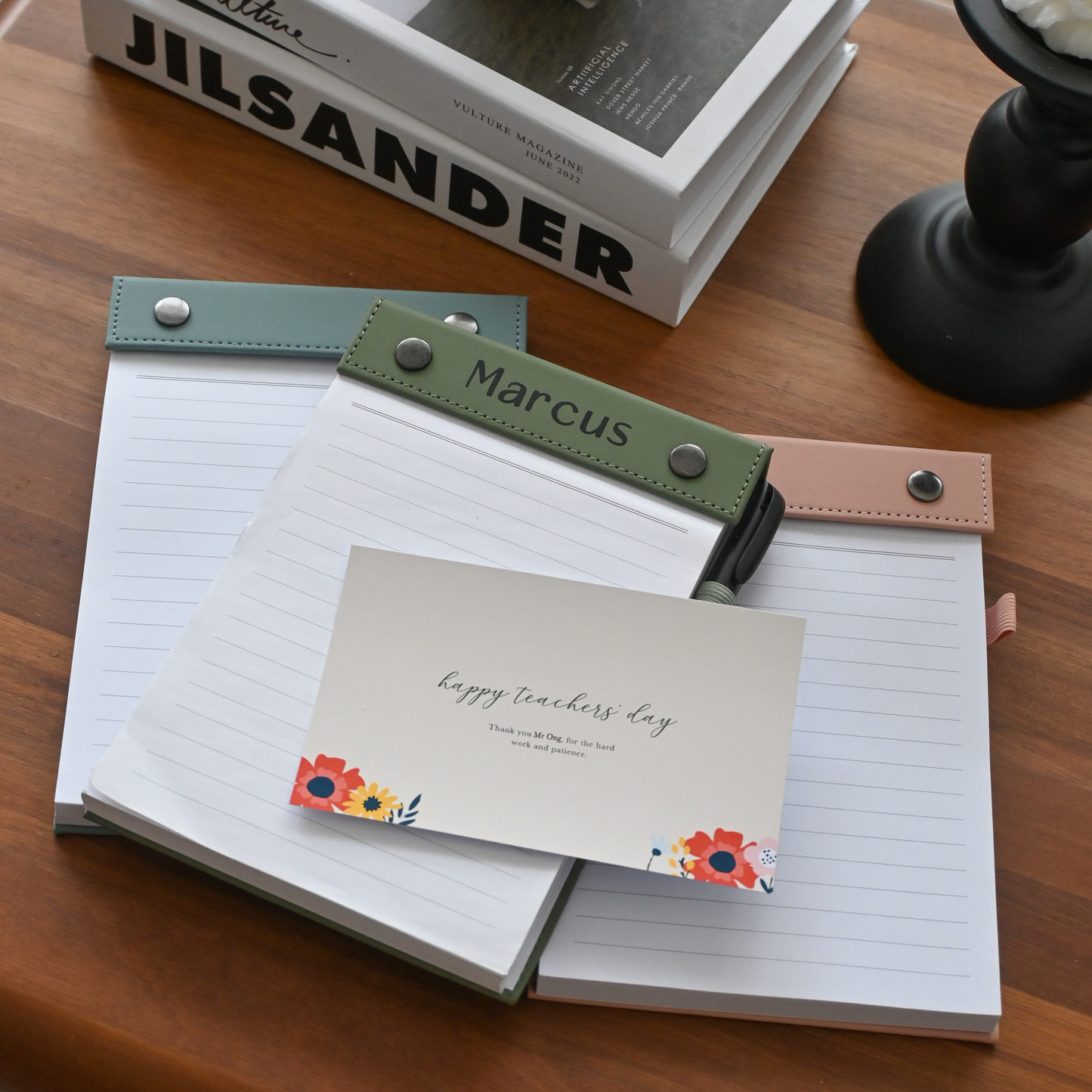 Notebook set with personalised name and card for teachers' day singapore