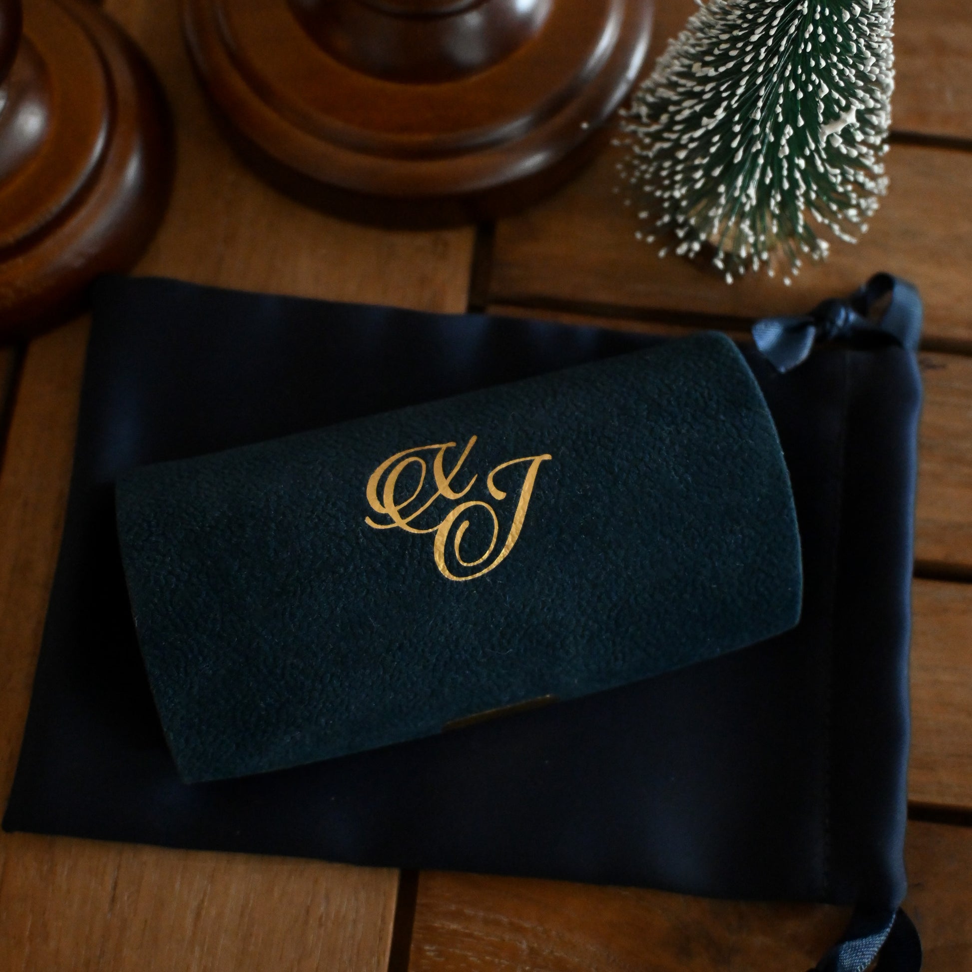 Personalised Mini Velvet Jewellery Organiser (Dark Blue) Singapore