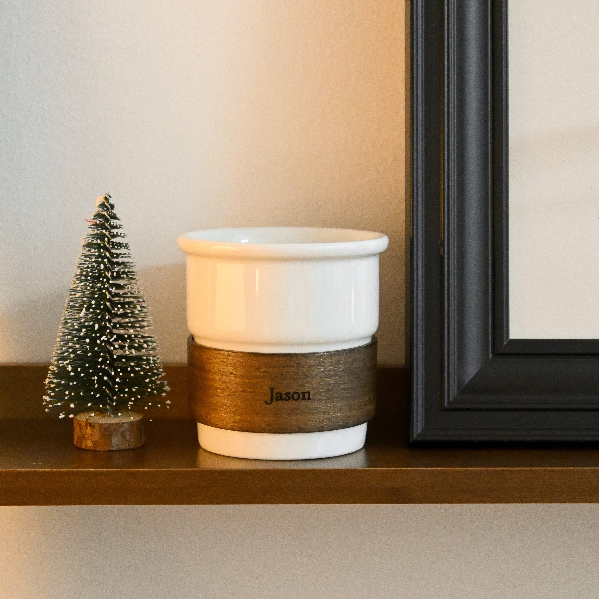 Personalised Wood Sleeve Ceramic Cup | Singapore