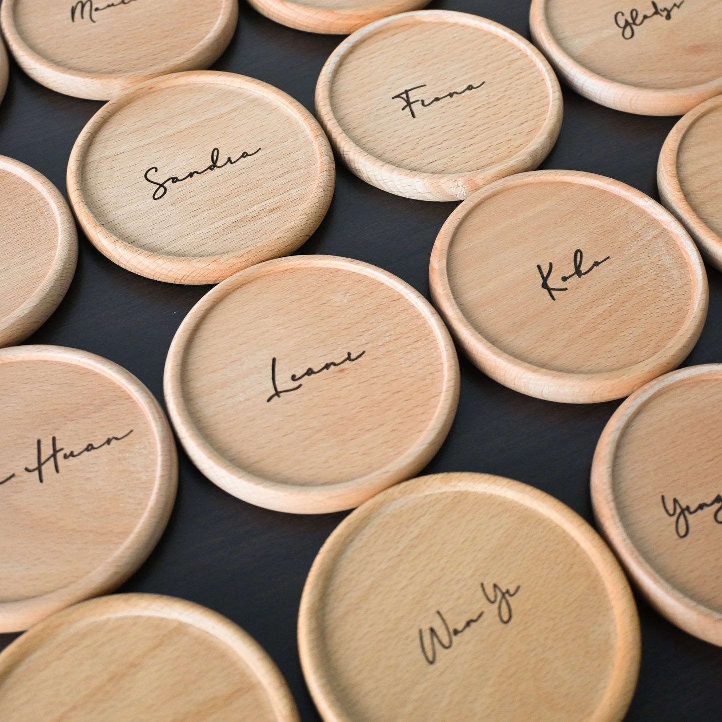 Personalised Logo Engraved Wood Coaster Gift Singapore