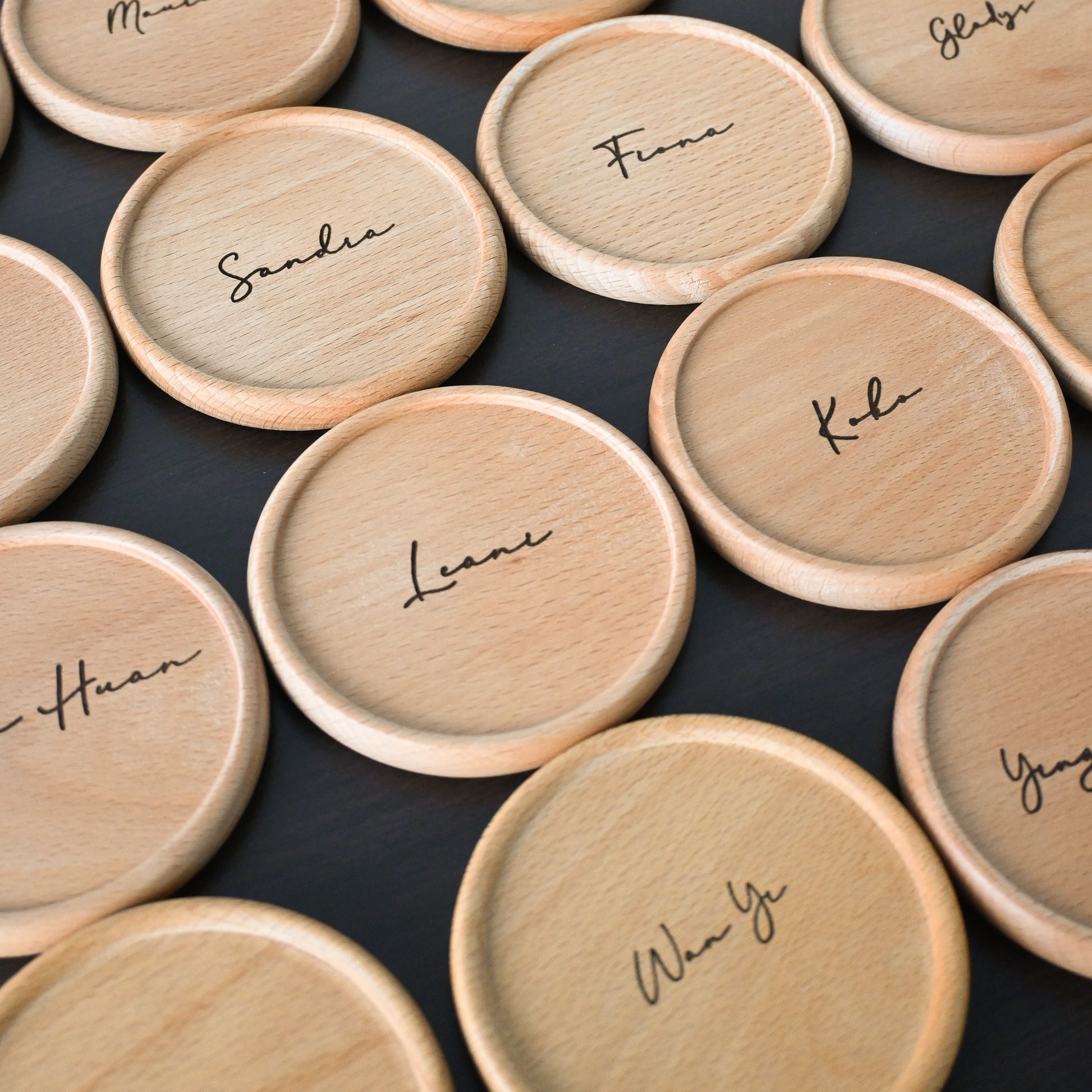 Personalised Logo Engraved Wood Coaster Gift Singapore