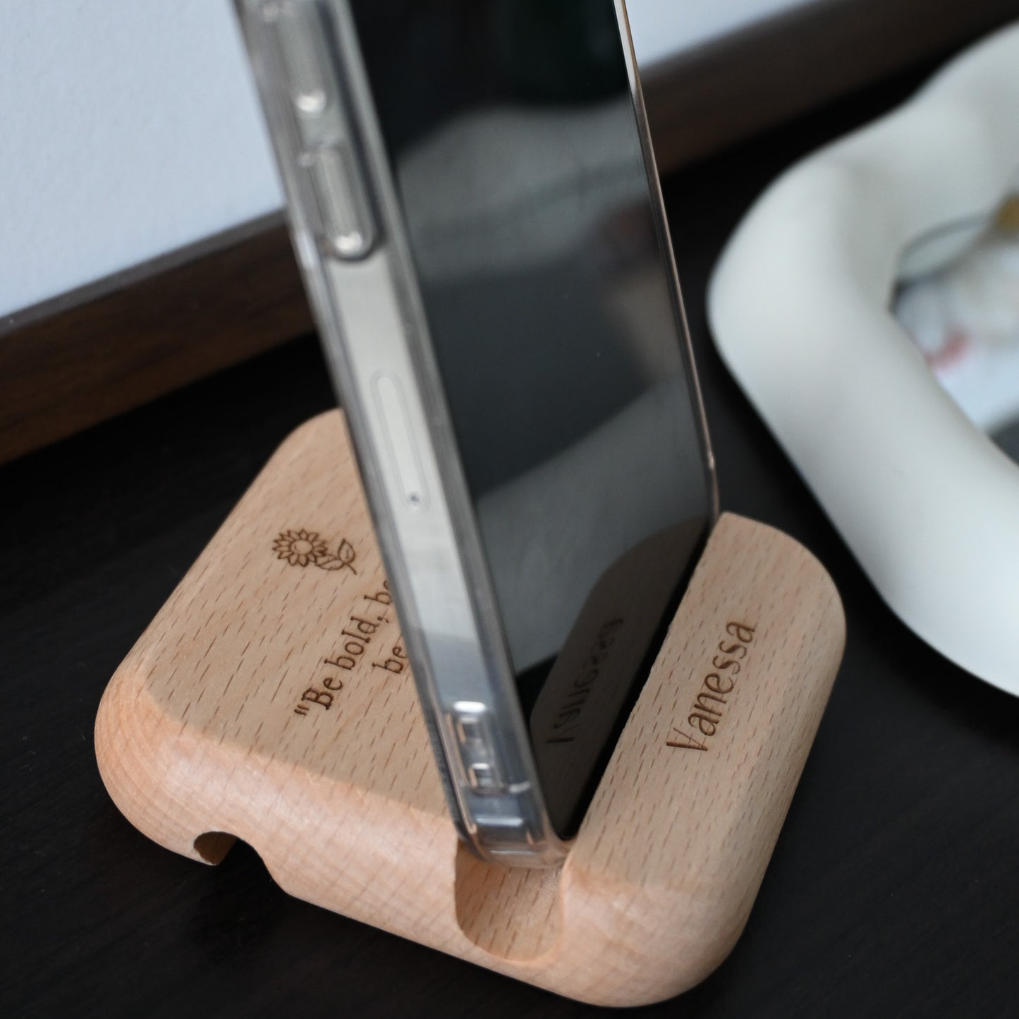 Personalised Teachers' Day Engraved Wooden Phone StandPersonalised Engraved Wooden Phone Stand (Name & Quote) Singapore