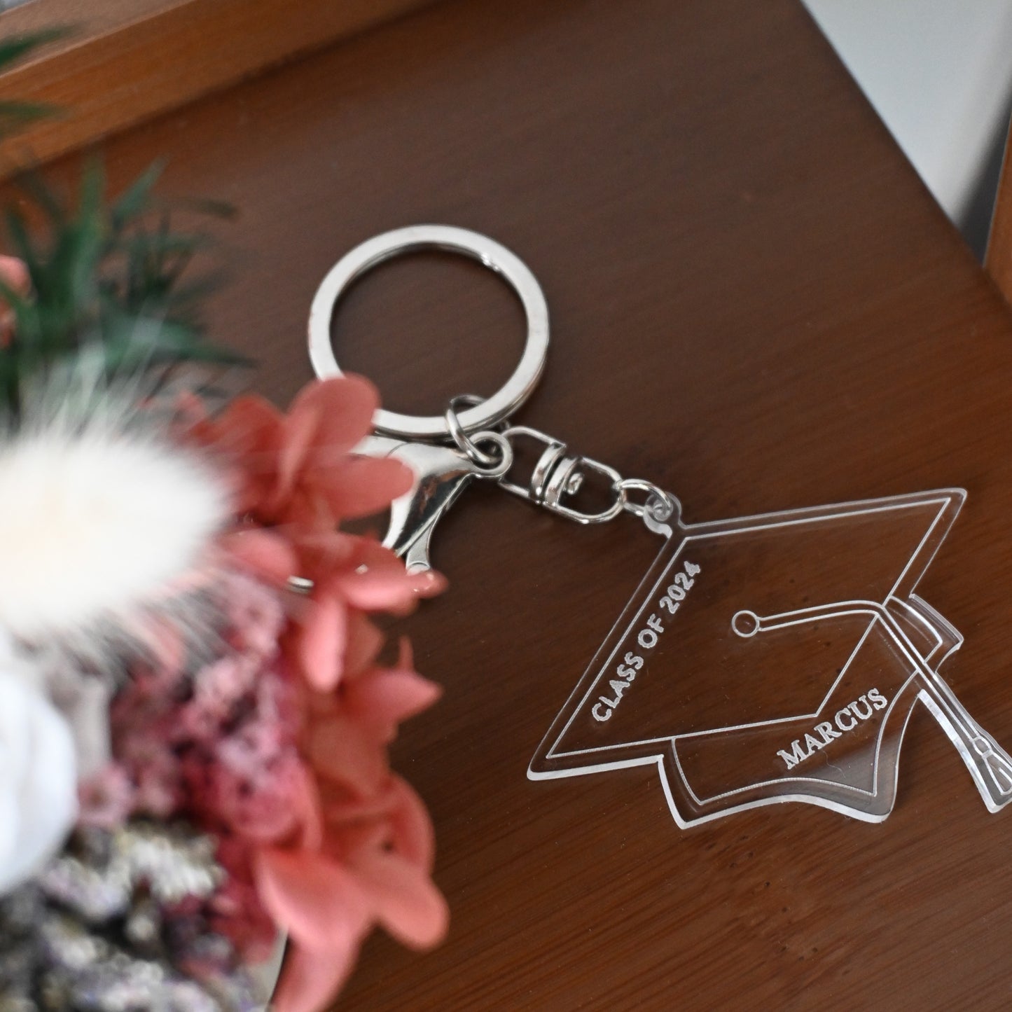 Personalised Acrylic Graduation Hat Keychain
