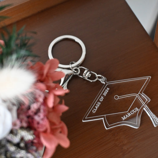 Personalised Acrylic Graduation Hat Keychain