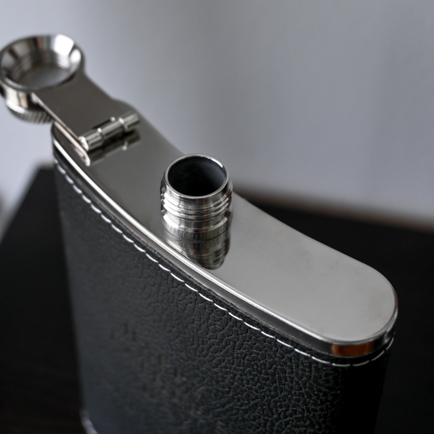 Personalised Black Leather Hip Flask Singapore