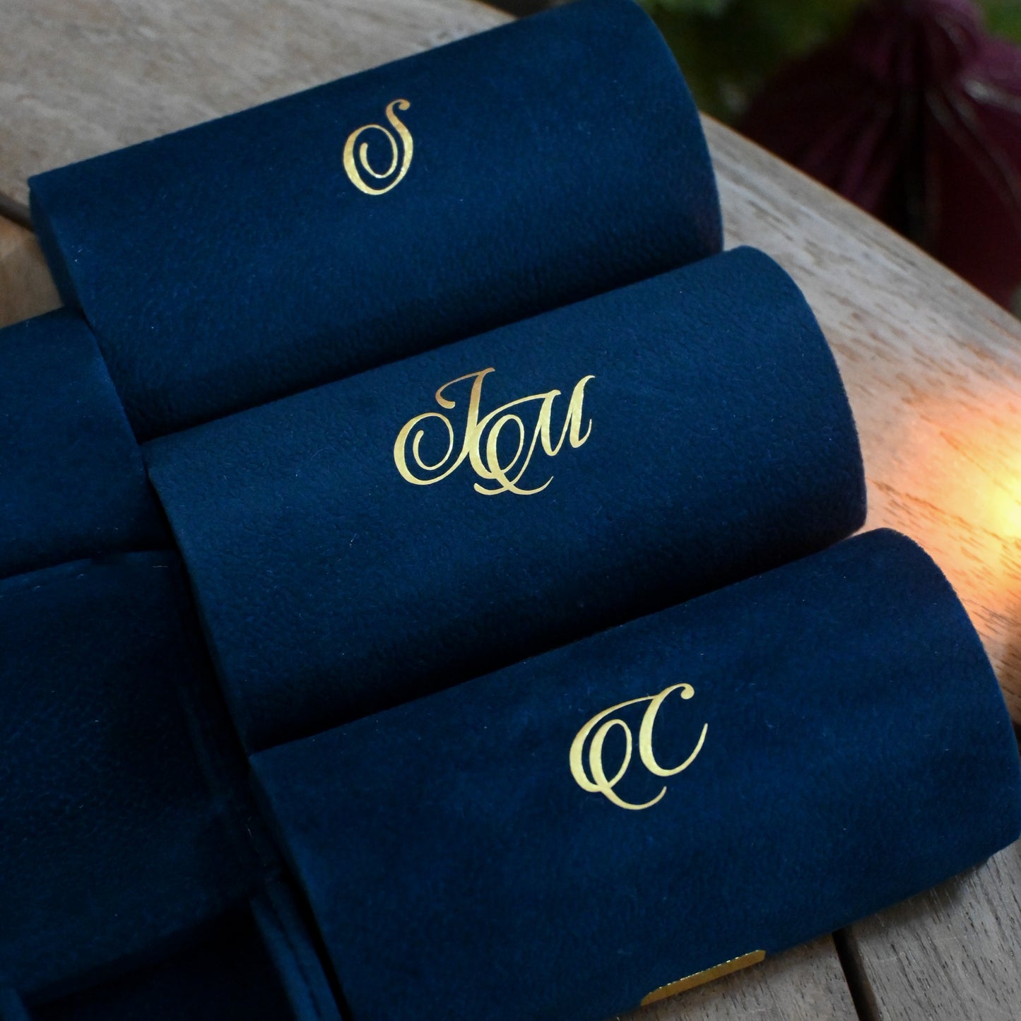 Personalised Mini Velvet Jewellery Organiser (Dark Blue) Singapore