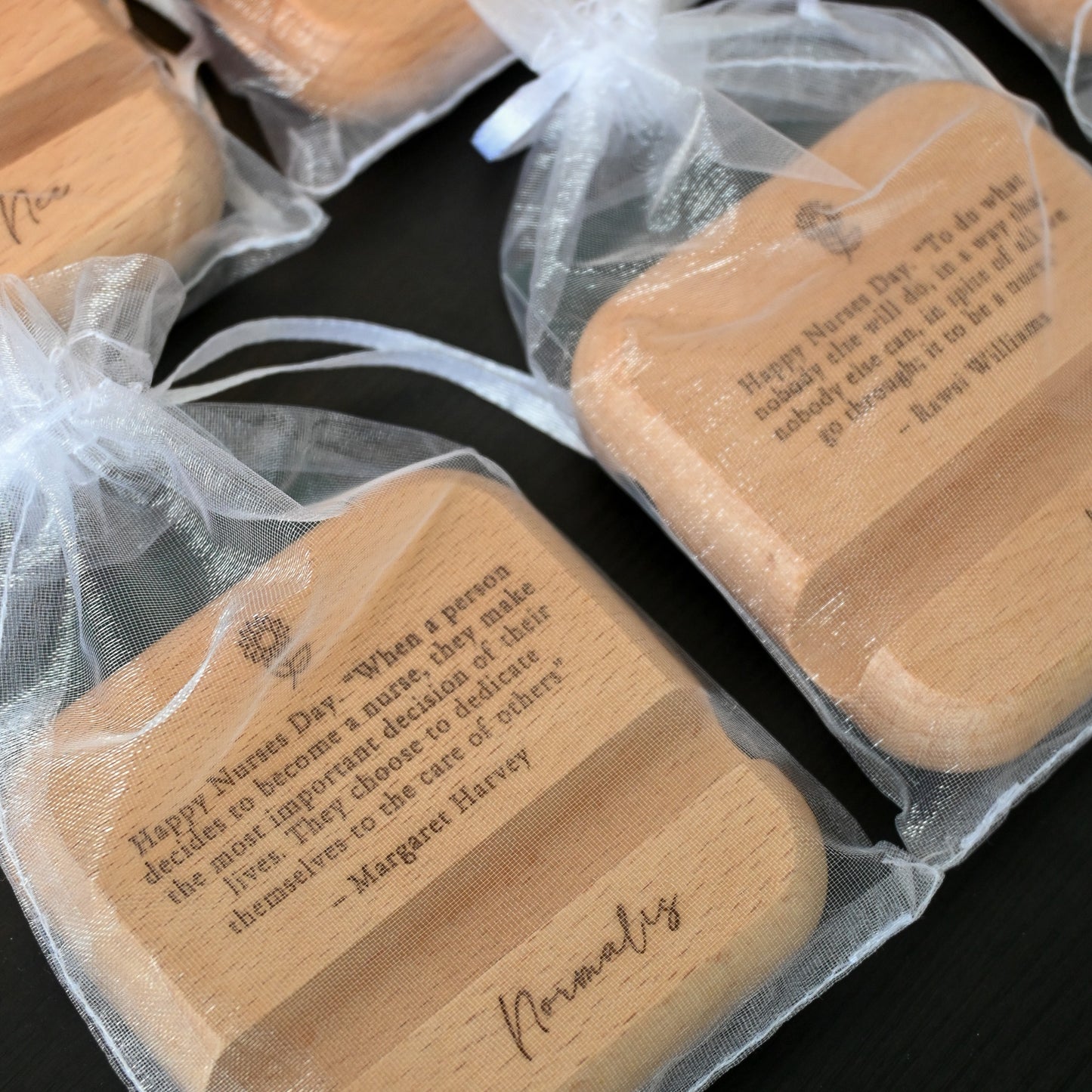 Personalised Engraved Wooden Phone Stand (Name & Quote) Singapore