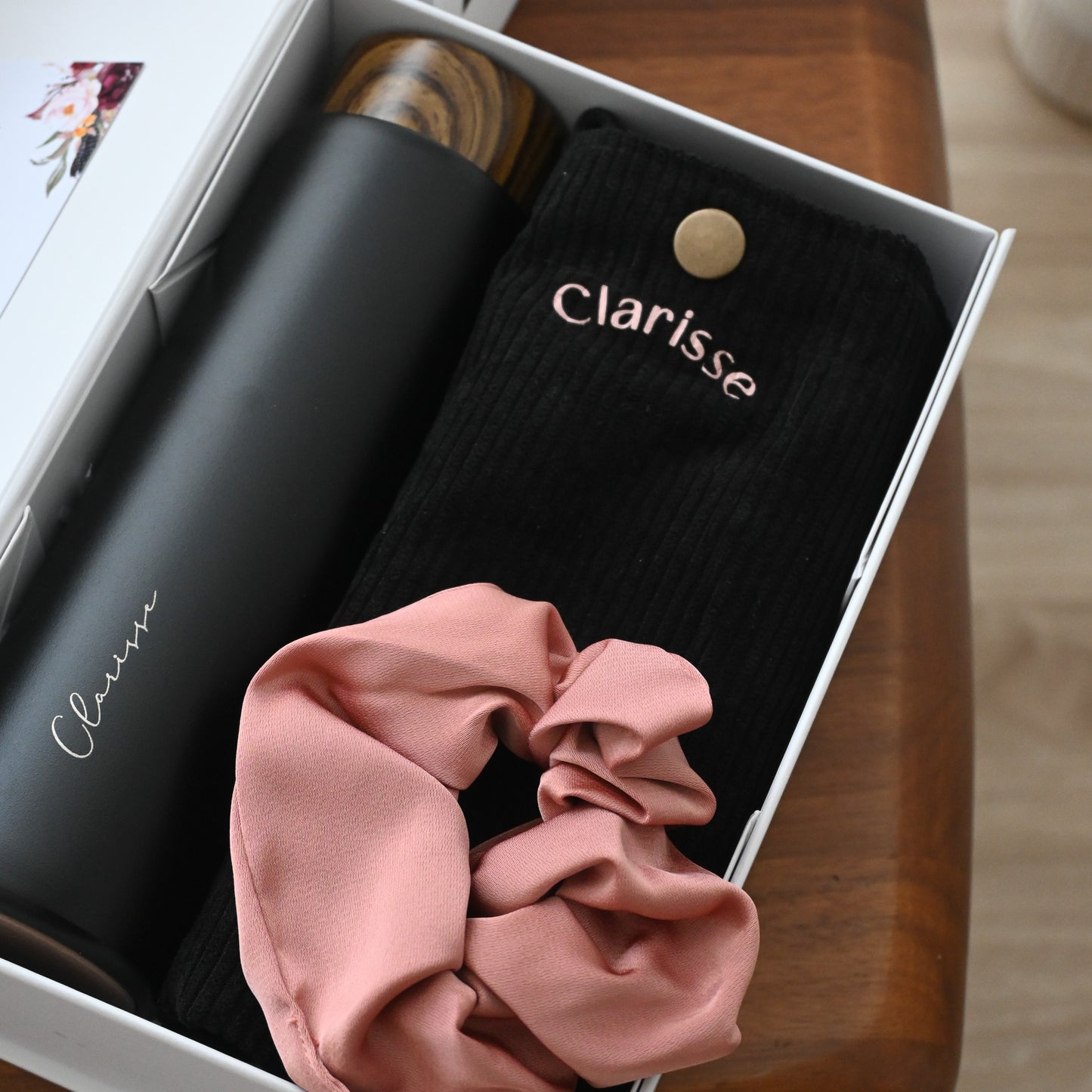 Personalised Bridesmaids Gift Set with bottle, bag and scrunchie Singapore