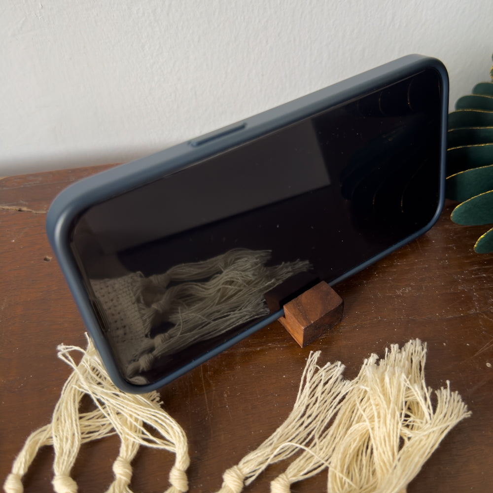 Walnut Wood Mini Phone Stand Keychain Christmas Gift
