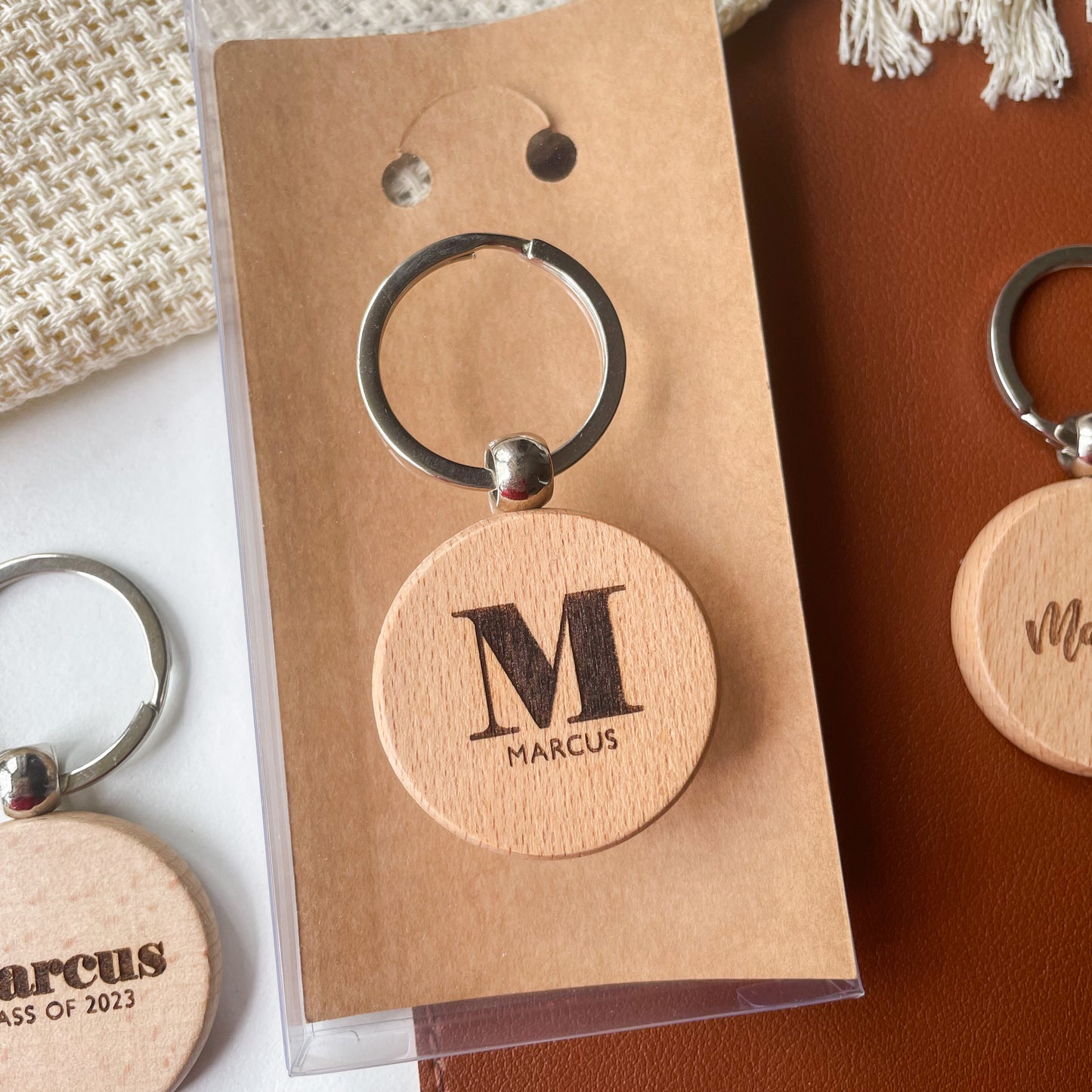 Wooden Engrave Keychain (Round)