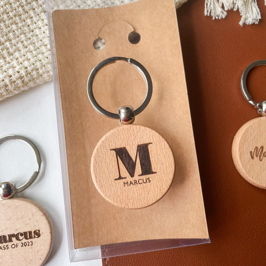 Wooden Engrave Keychain (Round)