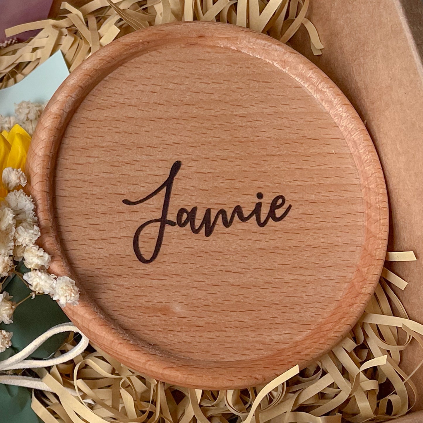 Personalised Logo Engraved Wood Coaster Gift Singapore