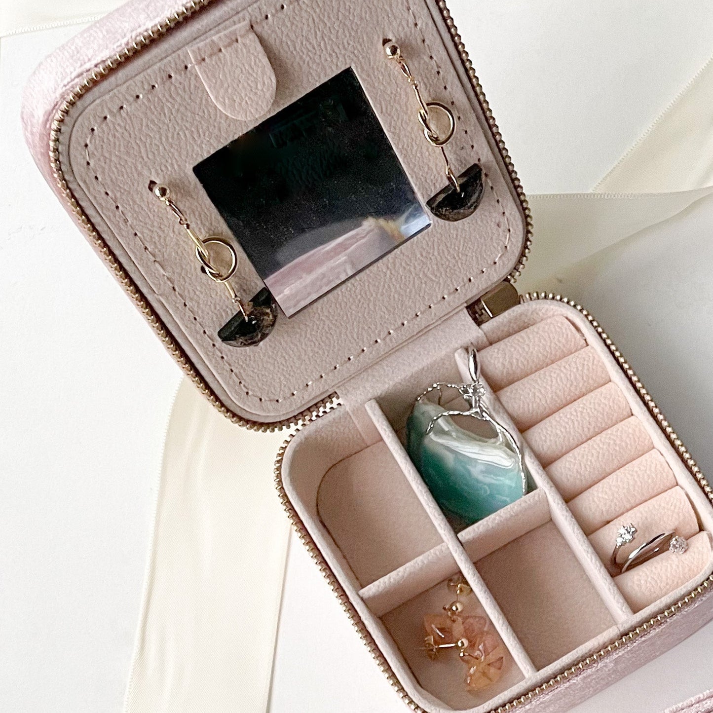 Personalised jewellery organiser in pink, light blue and dark blue Singapore