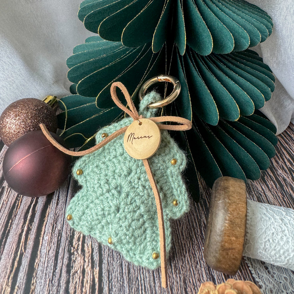 Customised Knitted Christmas Tree Keychain (3 Colours)