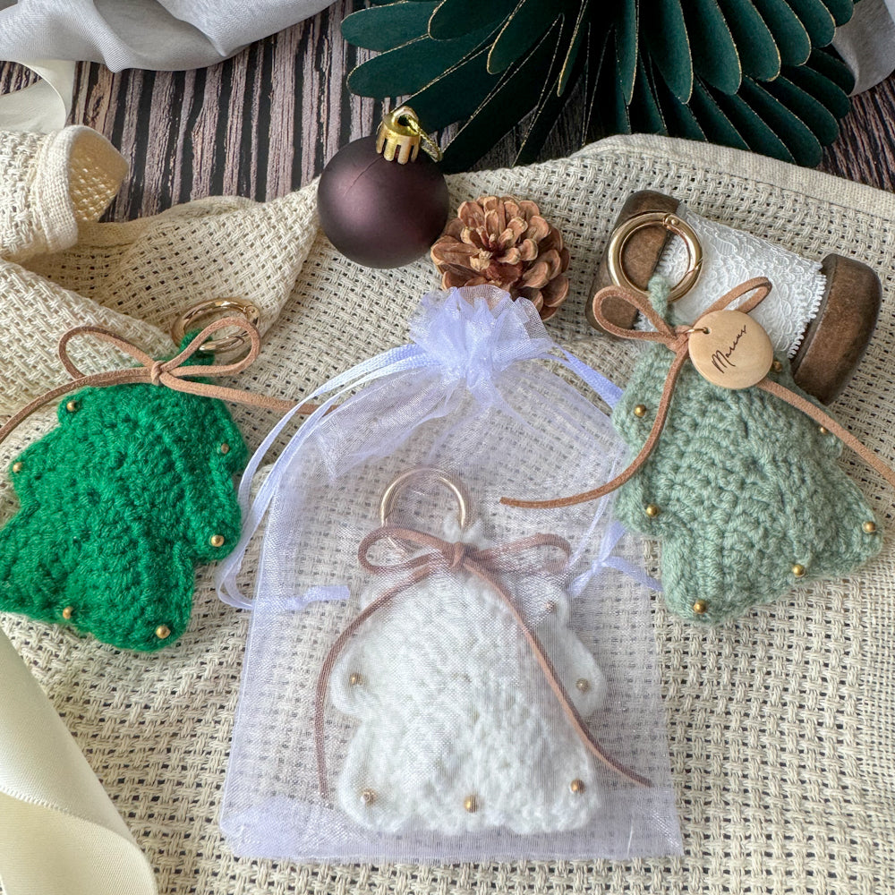 Customised Knitted Christmas Tree Keychain (3 Colours)