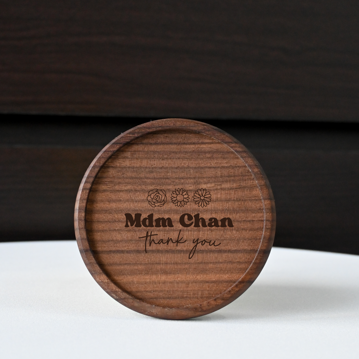 Personalised Teachers' Day Walnut Wood Coaster Singapore