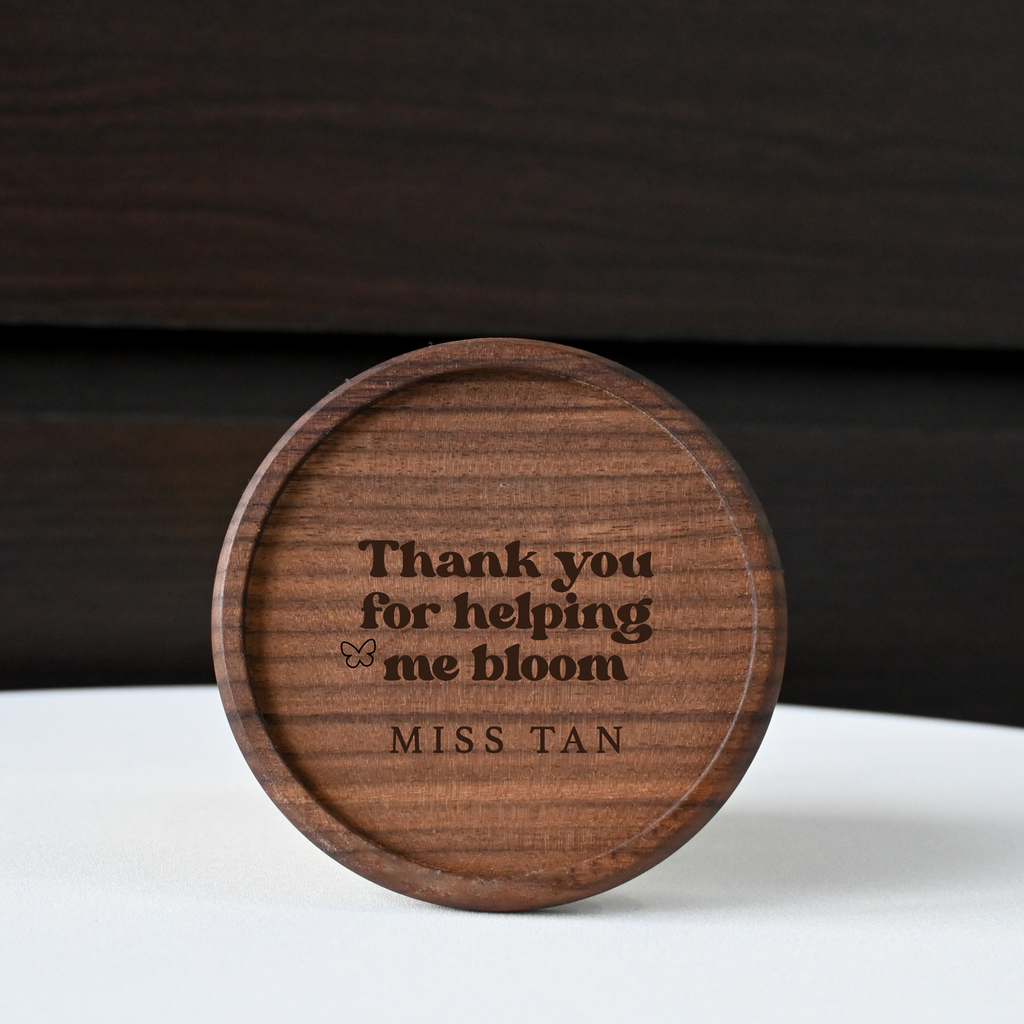 Personalised Teachers' Day Walnut Wood Coaster Singapore