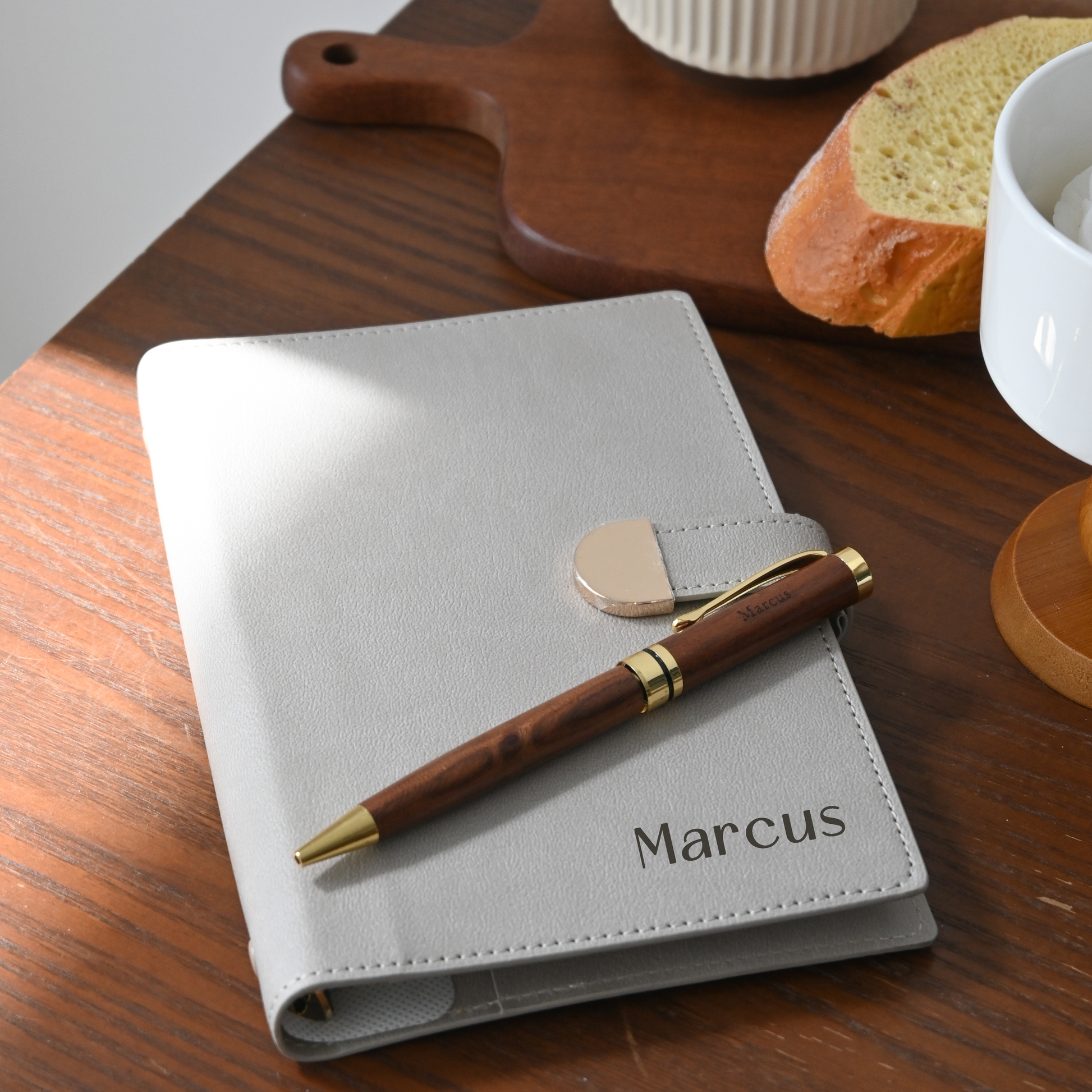 Personalised Leather Cover Magnetic Closing Notebook with Pen Singapore