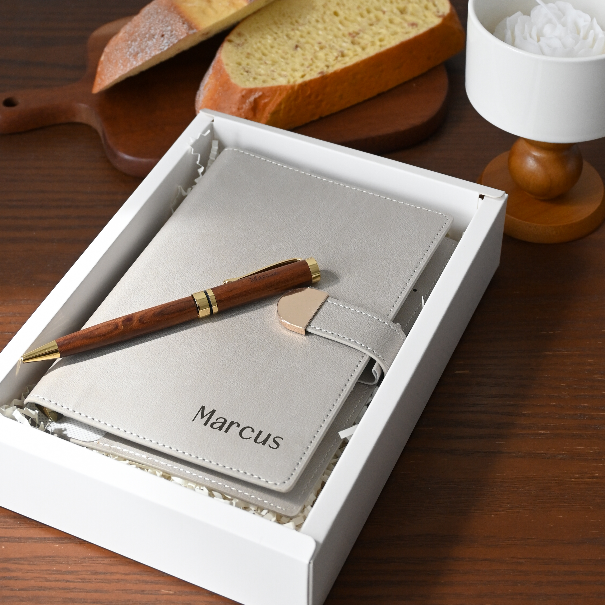 Personalised Leather Cover Magnetic Closing Notebook with Pen Singapore