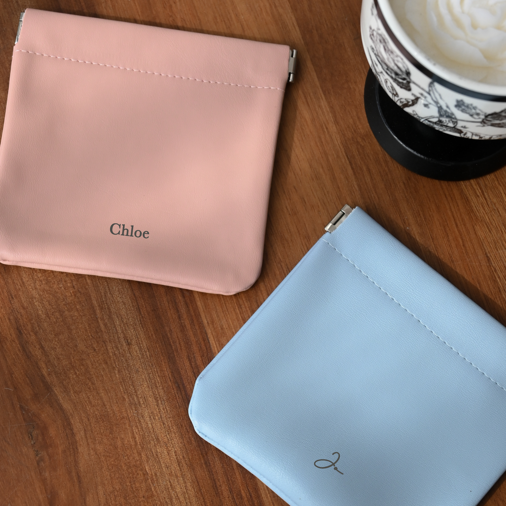 Personalised Engraved Compact Pouch (Pink/Blue) Singapore