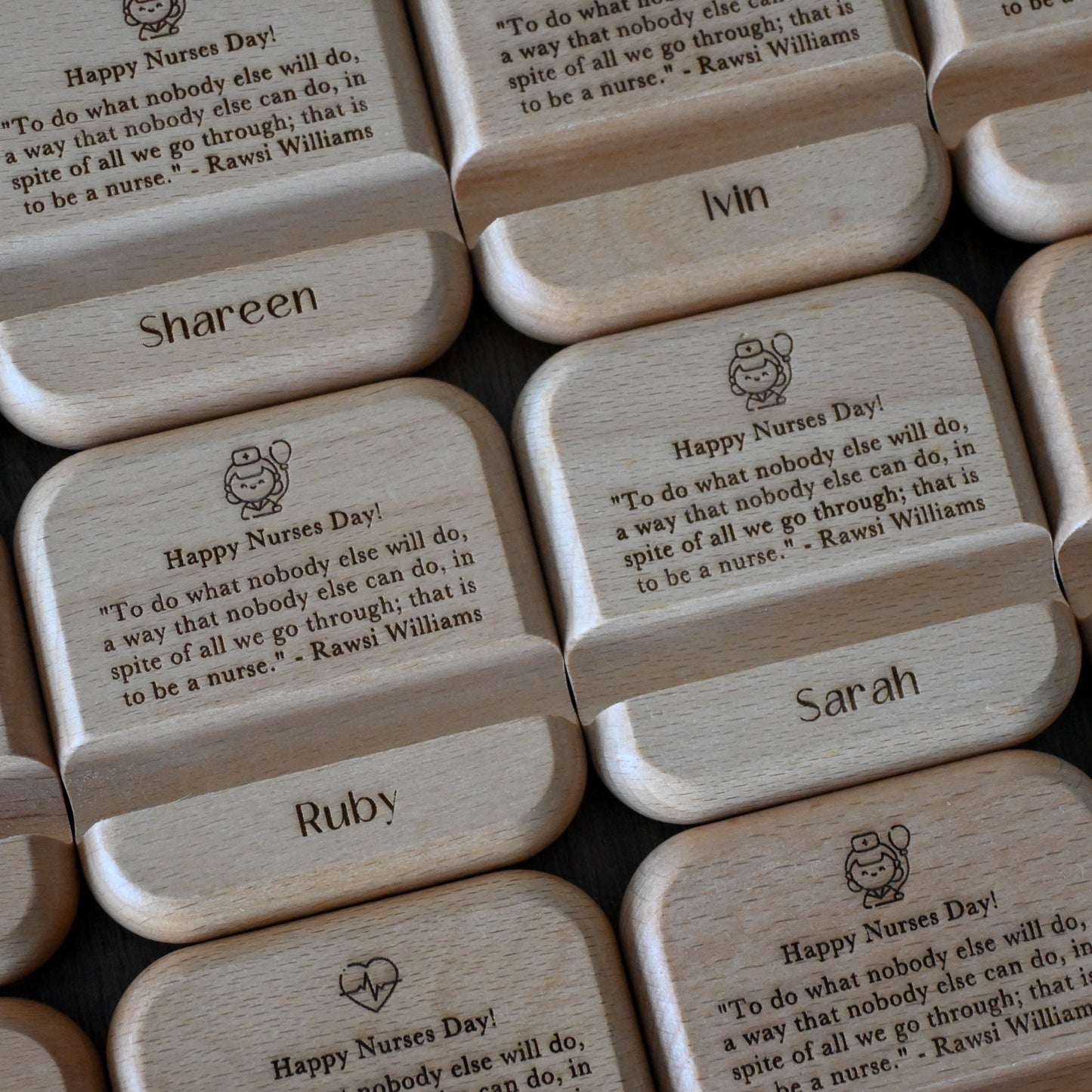 Nurses' Day Engraved Wooden Phone Stand