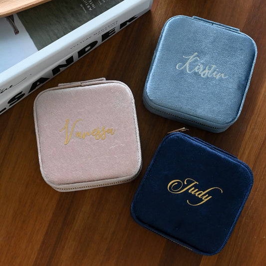Personalised jewellery organiser in pink, light blue and dark blue Singapore