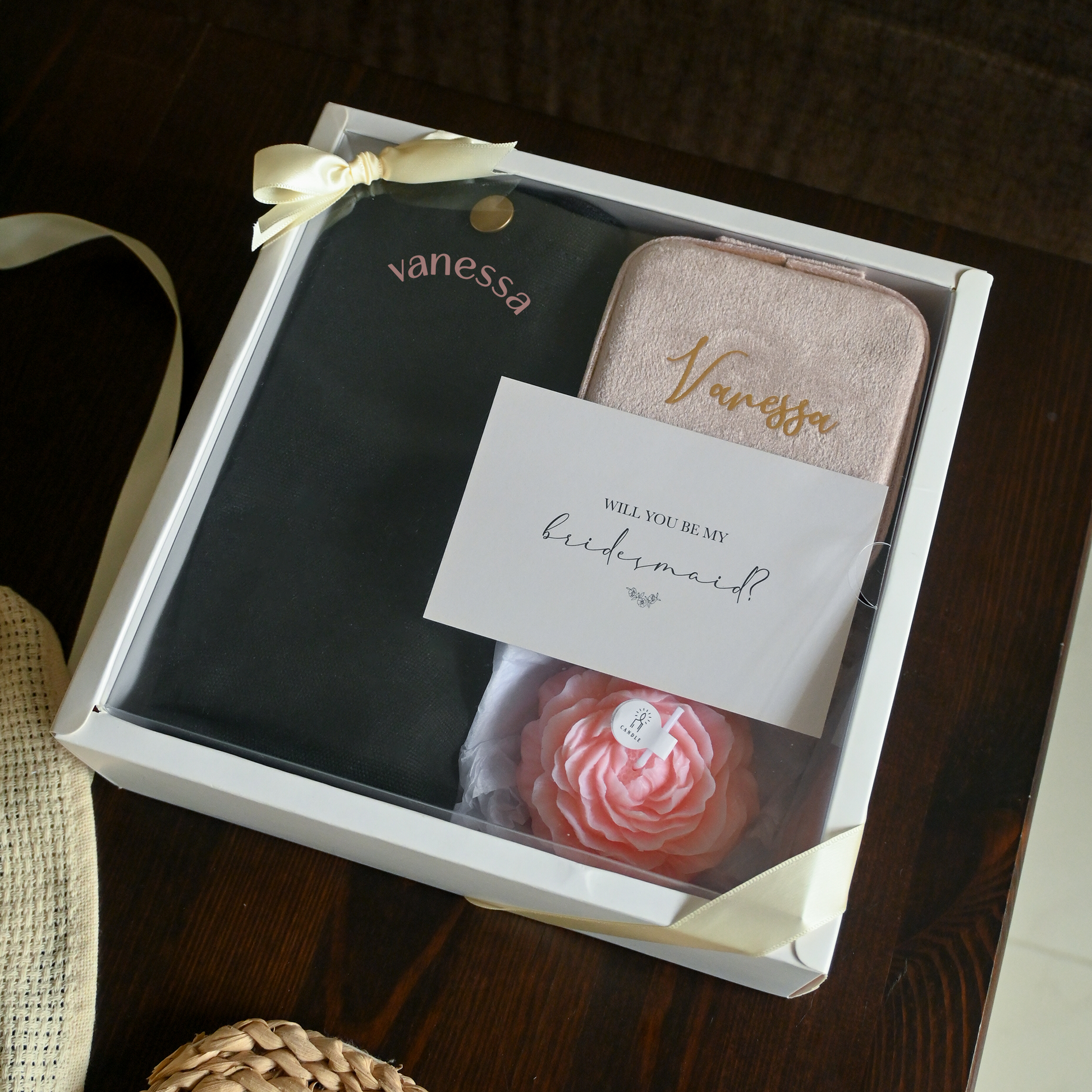 Personalised Bridesmaids Gift Set Bag Candle Singapore