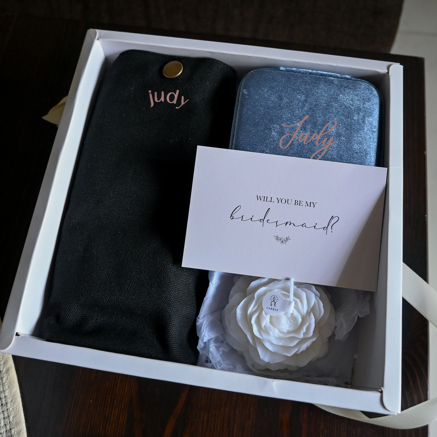 Personalised Bridesmaids Gift Set Bag Candle Singapore
