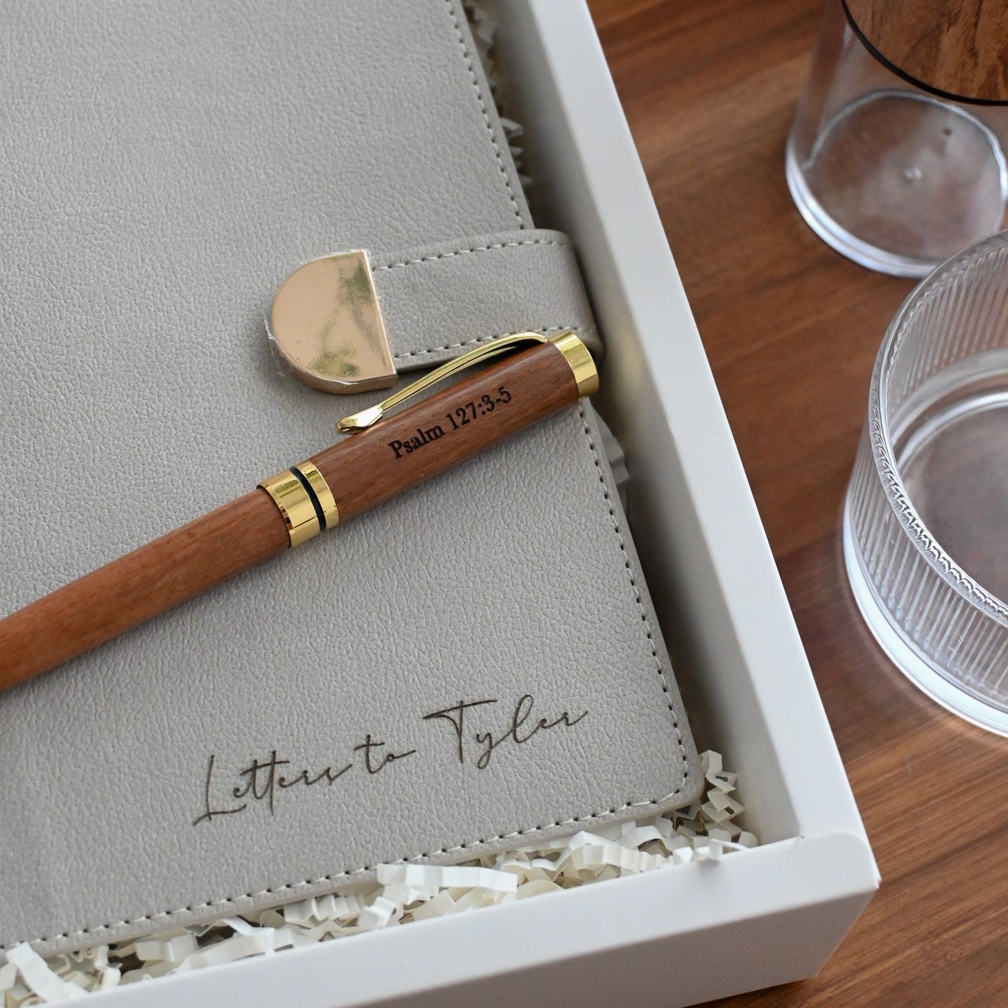 Personalised Leather Cover Magnetic Closing Notebook with Pen Singapore