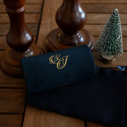 Personalised Mini Velvet Jewellery Organiser (Dark Blue) Singapore
