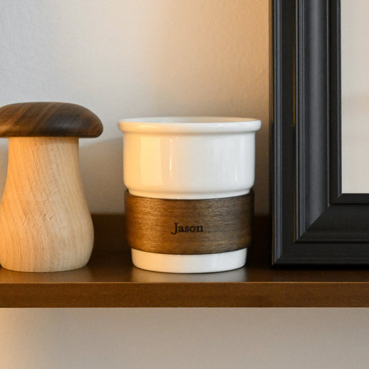 Personalised Wood Sleeve Ceramic Cup | Singapore