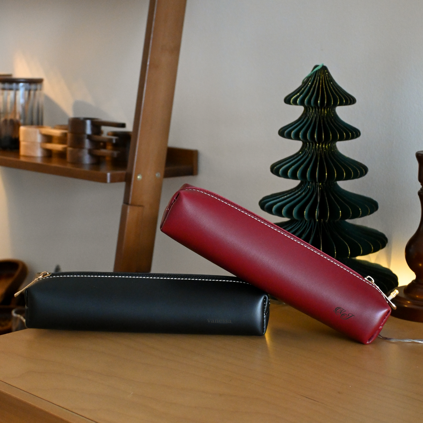 Personalised Pencil Case (Black/Wine Red)