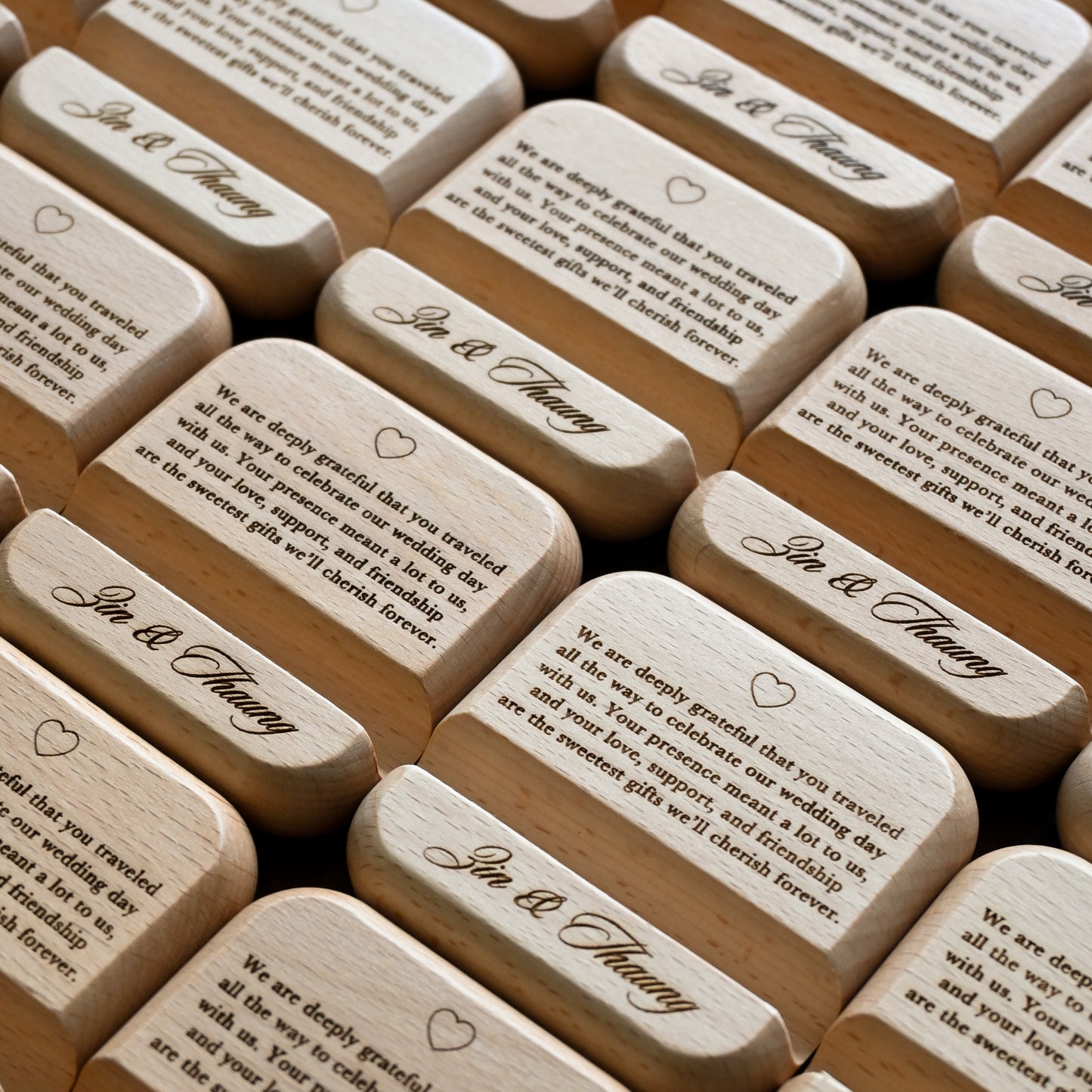 Personalised Engraved Wooden Phone Stand (Name & Quote) | Wedding Favours Singapore