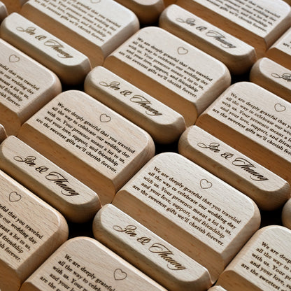 Personalised Engraved Wooden Phone Stand (Name & Quote) | Wedding Favours Singapore