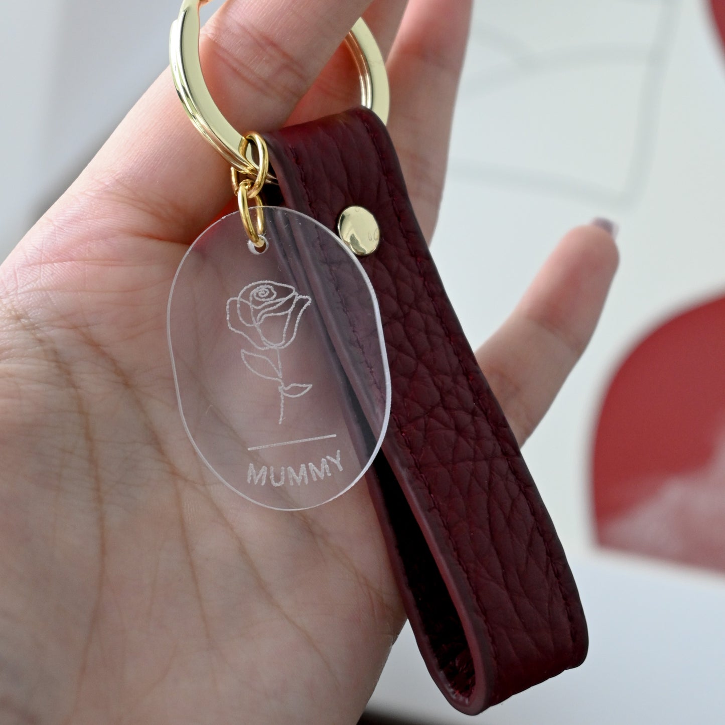 Mother's Day Red Rose Keychain