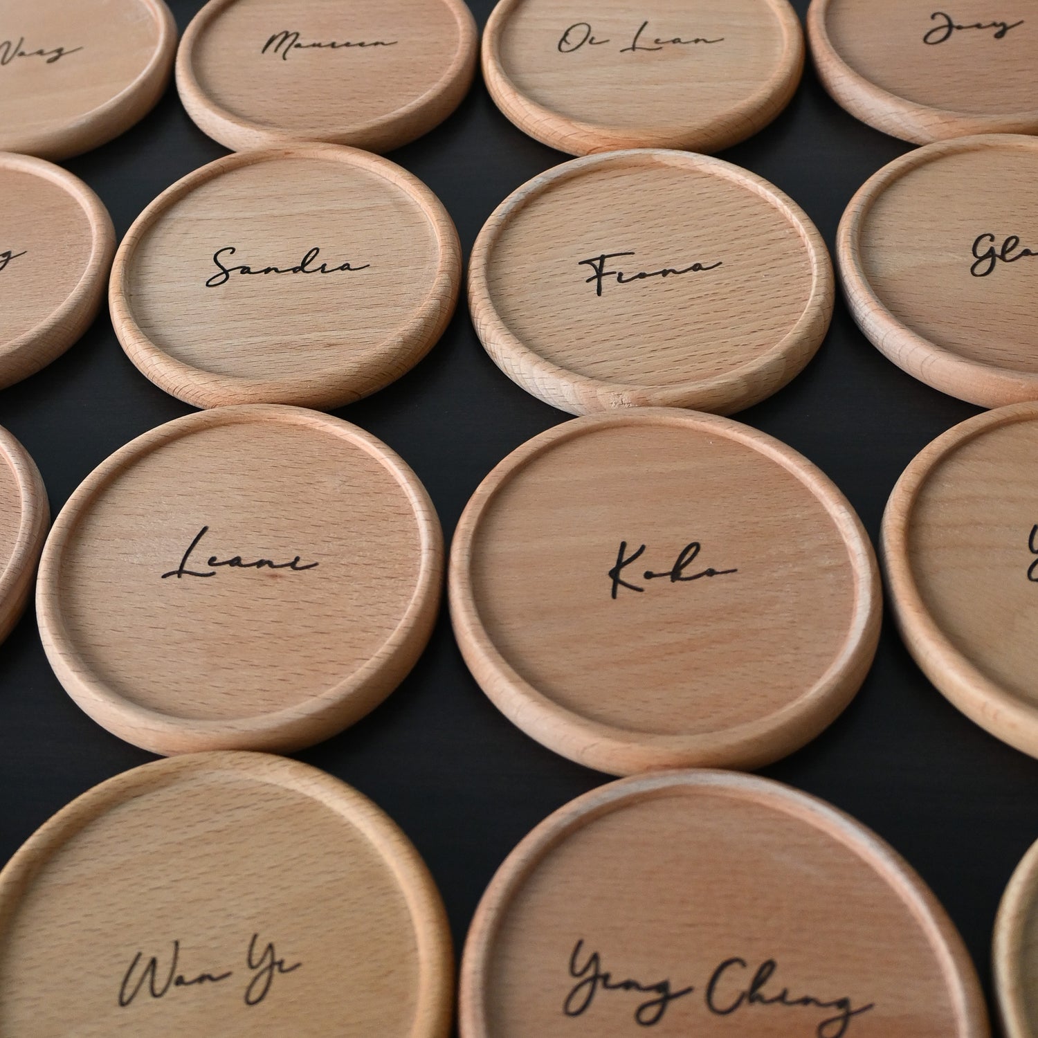 Personalised Logo Engraved Wood Coaster Gift Singapore