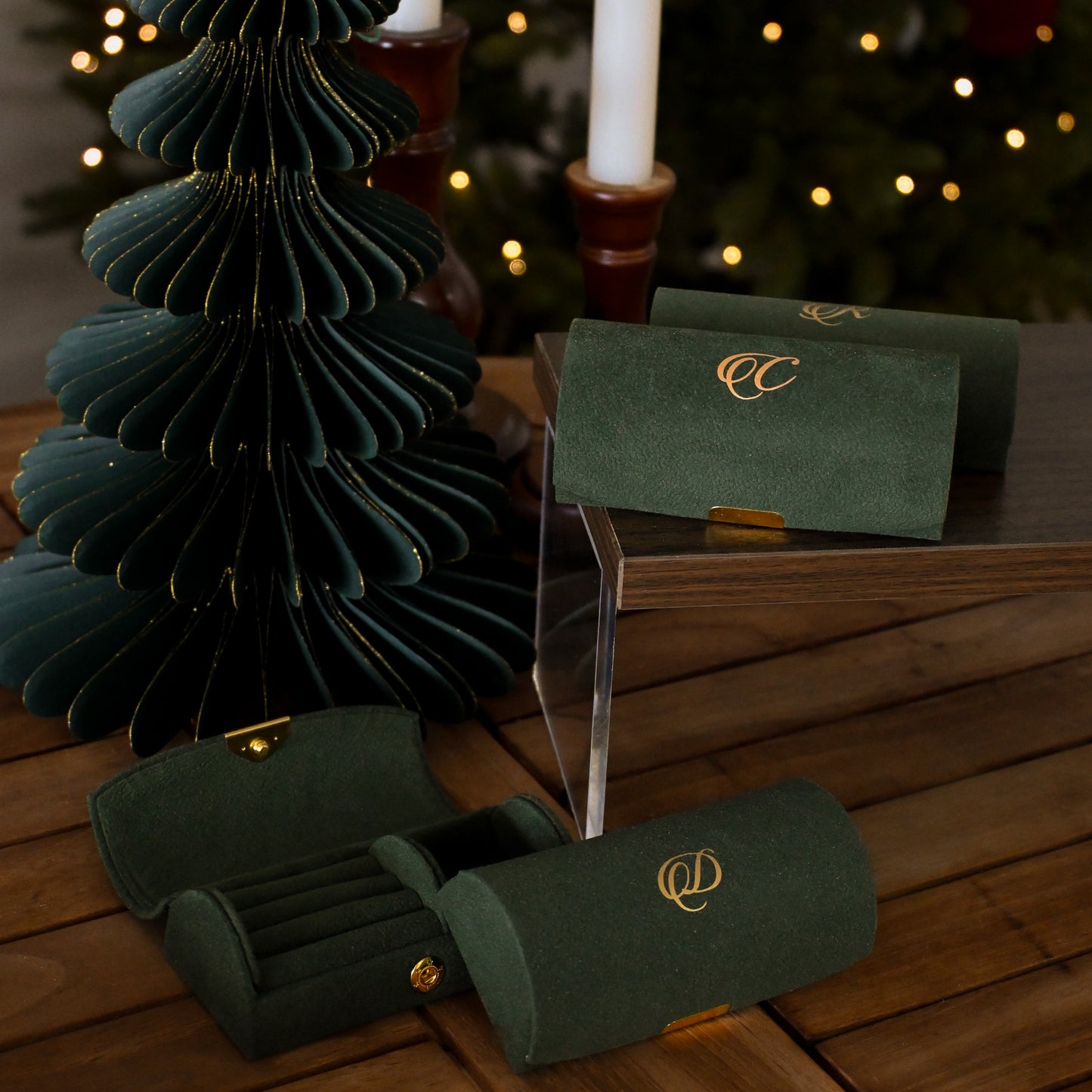 Personalised Mini Velvet Jewellery Organiser (Forest Green) Singapore