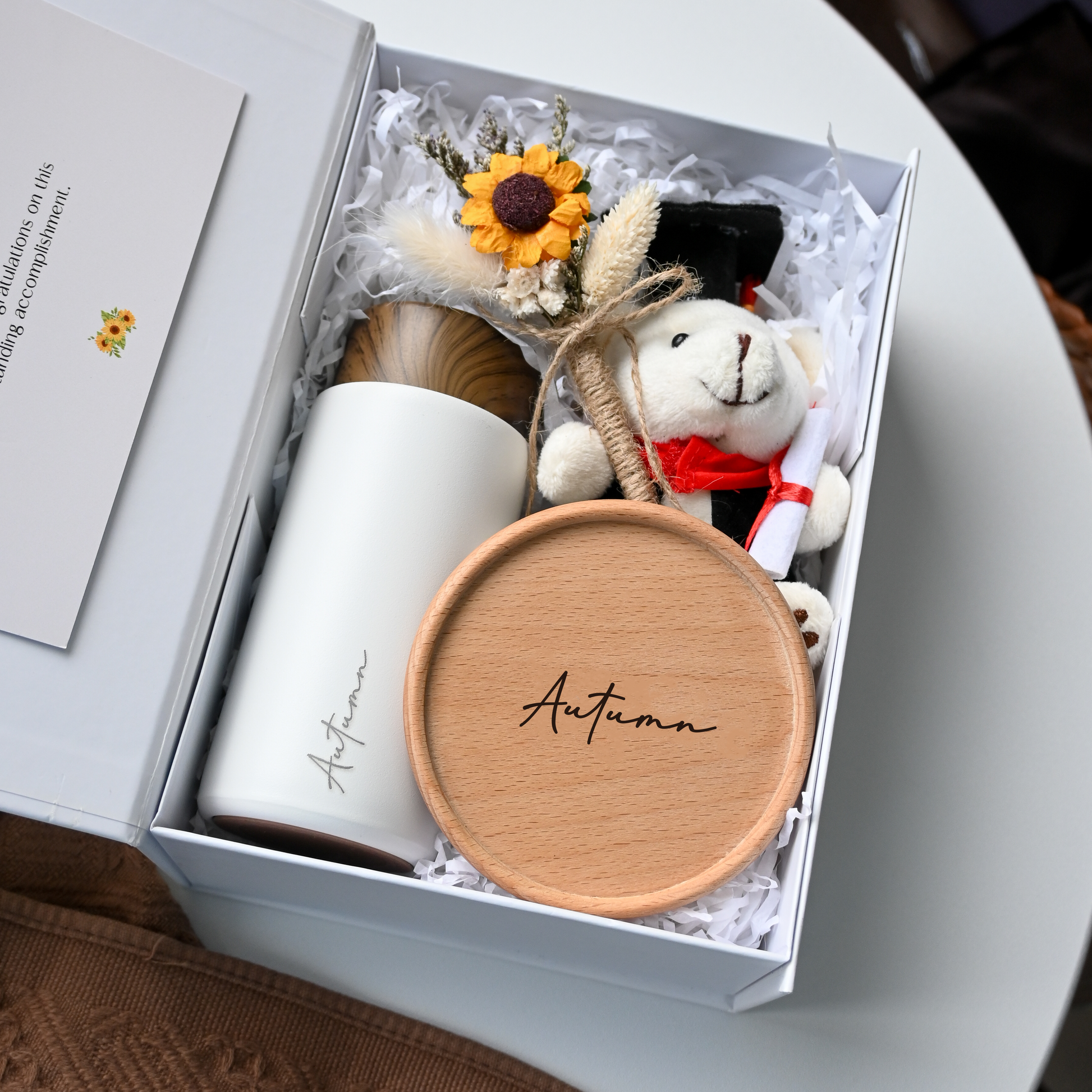 Personalised Graduation Gift Set Bottle Coaster Bear Singapore