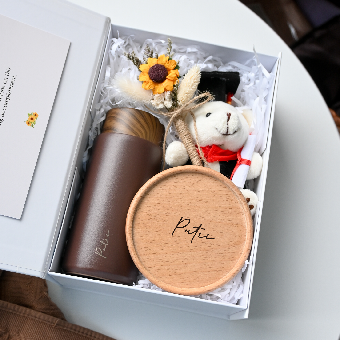 Personalised Graduation Gift Set Bottle Coaster Bear Singapore