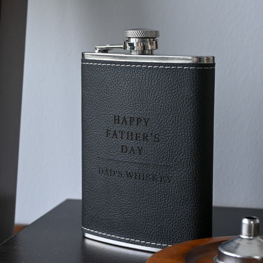 Personalised Black Leather Hip Flask Singapore