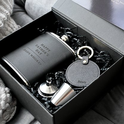 Father's Day Engraved Hip Flask Gift Set