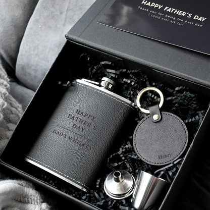 Father's Day Engraved Hip Flask Gift Set