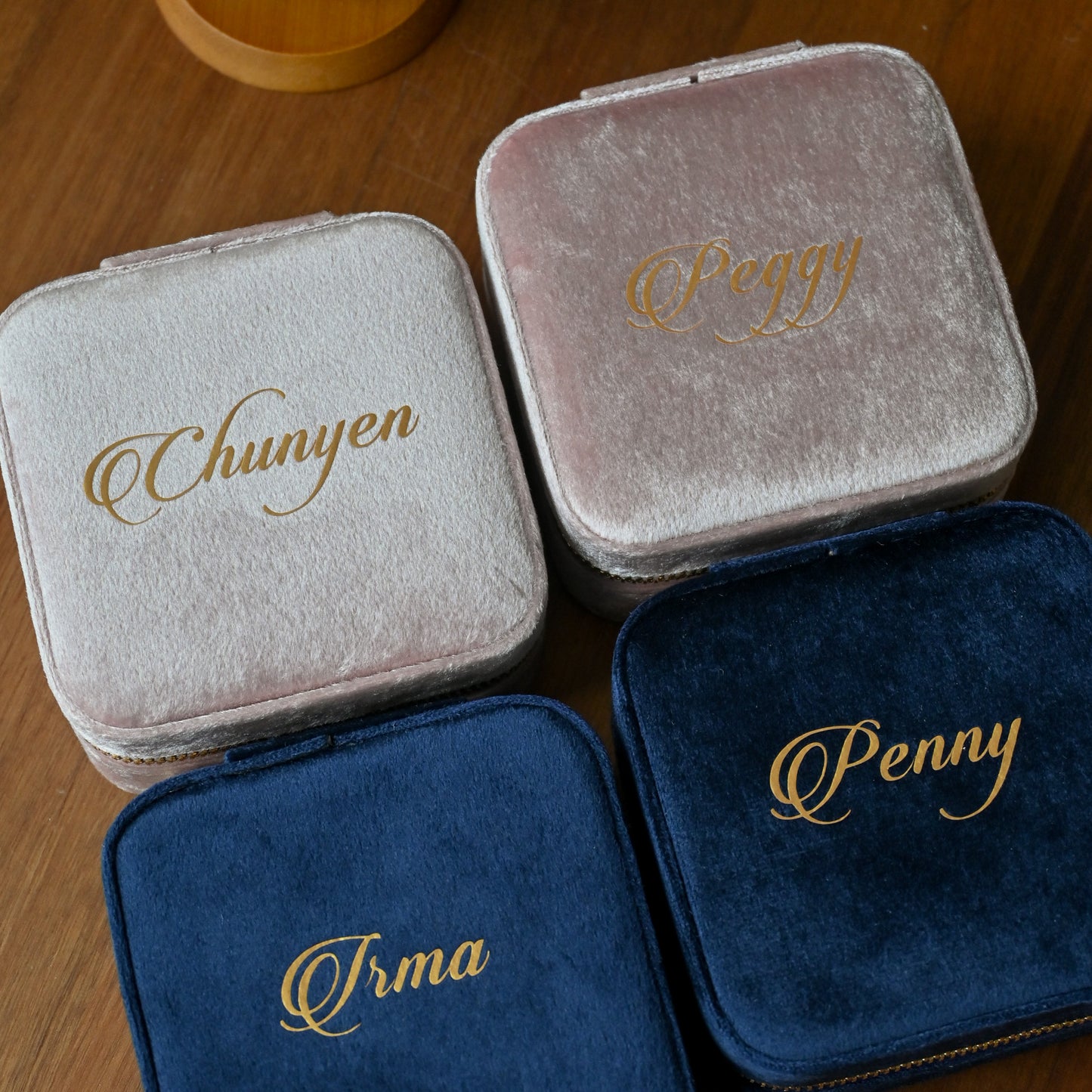 Personalised jewellery organiser in pink and dark blue Singapore