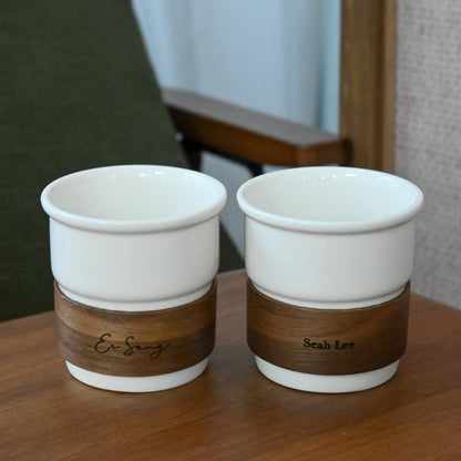 Personalised Wood Sleeve Ceramic Cup | Singapore