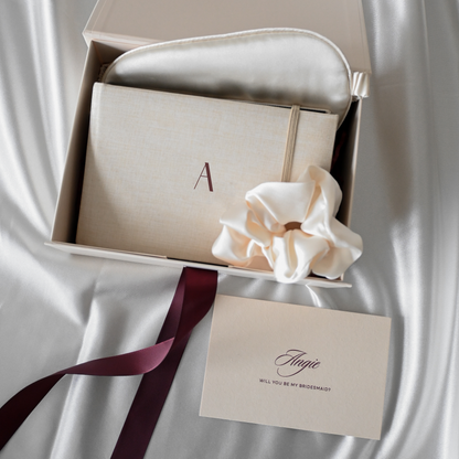 Personalised Bridesmaids Gift Set - The Cherished Keepsake - Cream & Wine Red Colour Palette Singapore