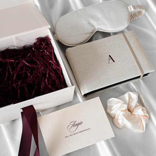 Personalised Bridesmaids Gift Set - The Cherished Keepsake - Cream & Wine Red Colour Palette Singapore