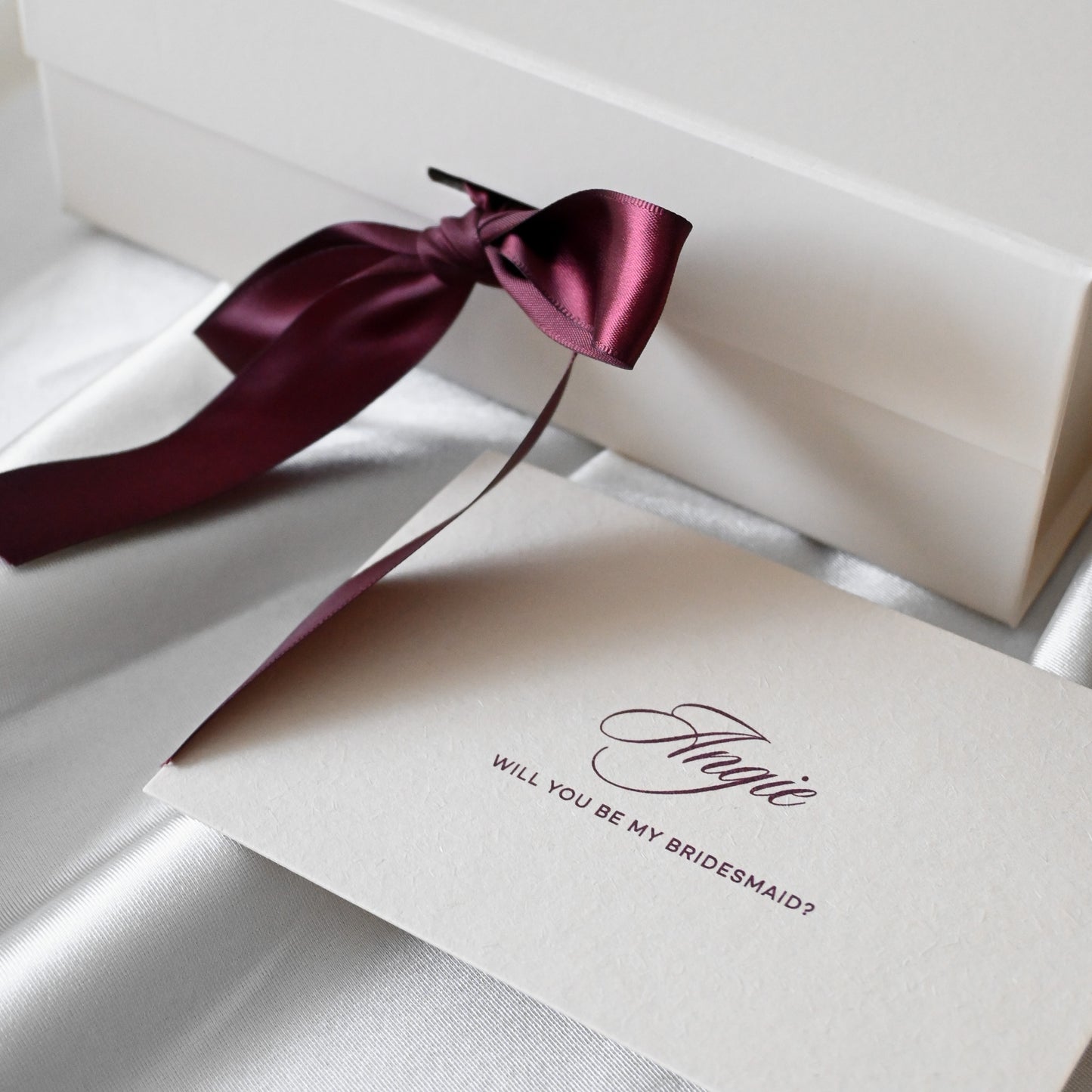 Personalised Bridesmaids Gift Set - The Cherished Beauty - Cream & Wine Red Colour Palette Singapore
