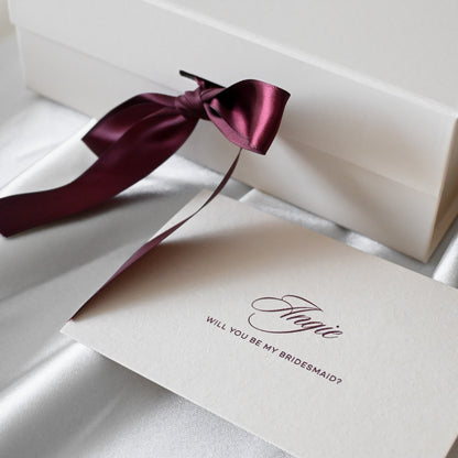 Personalised Bridesmaids Gift Set - The Cherished Beauty - Cream & Wine Red Colour Palette Singapore