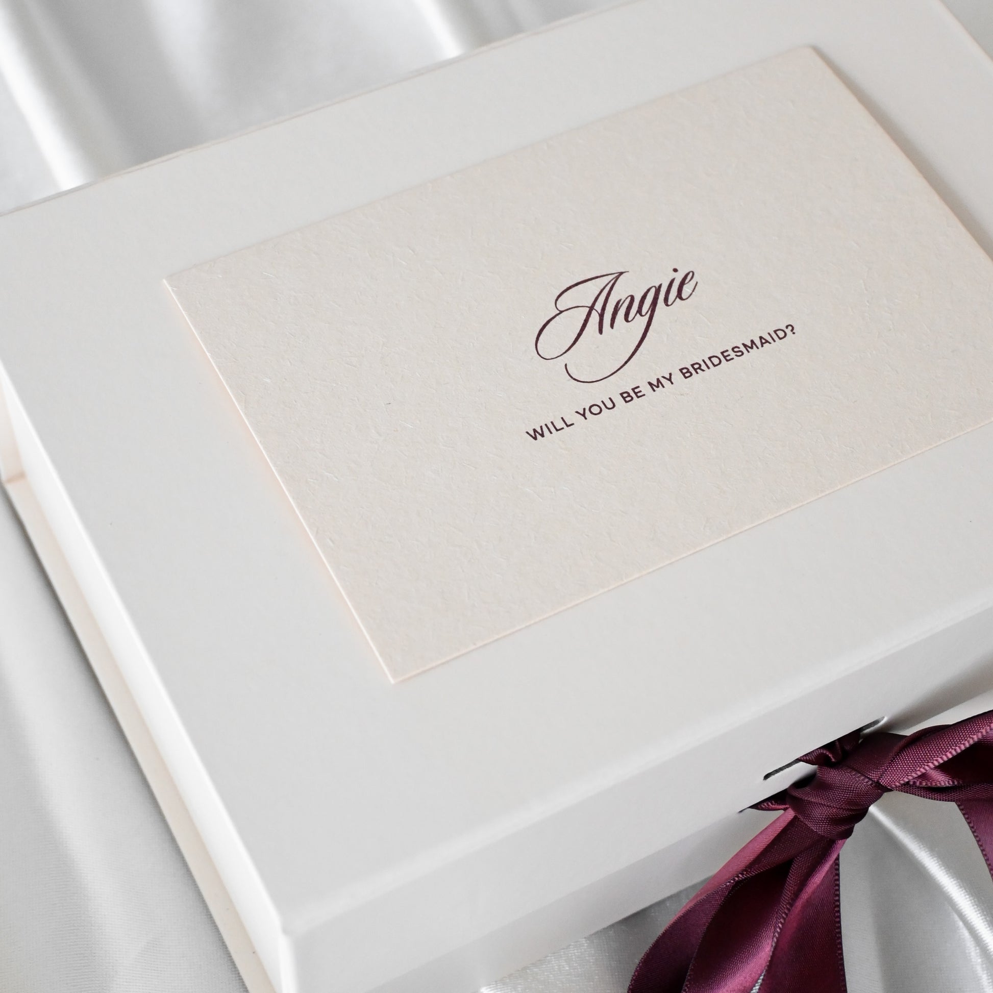 Personalised Bridesmaids Gift Set - The Cherished Keepsake - Cream & Wine Red Colour Palette Singapore